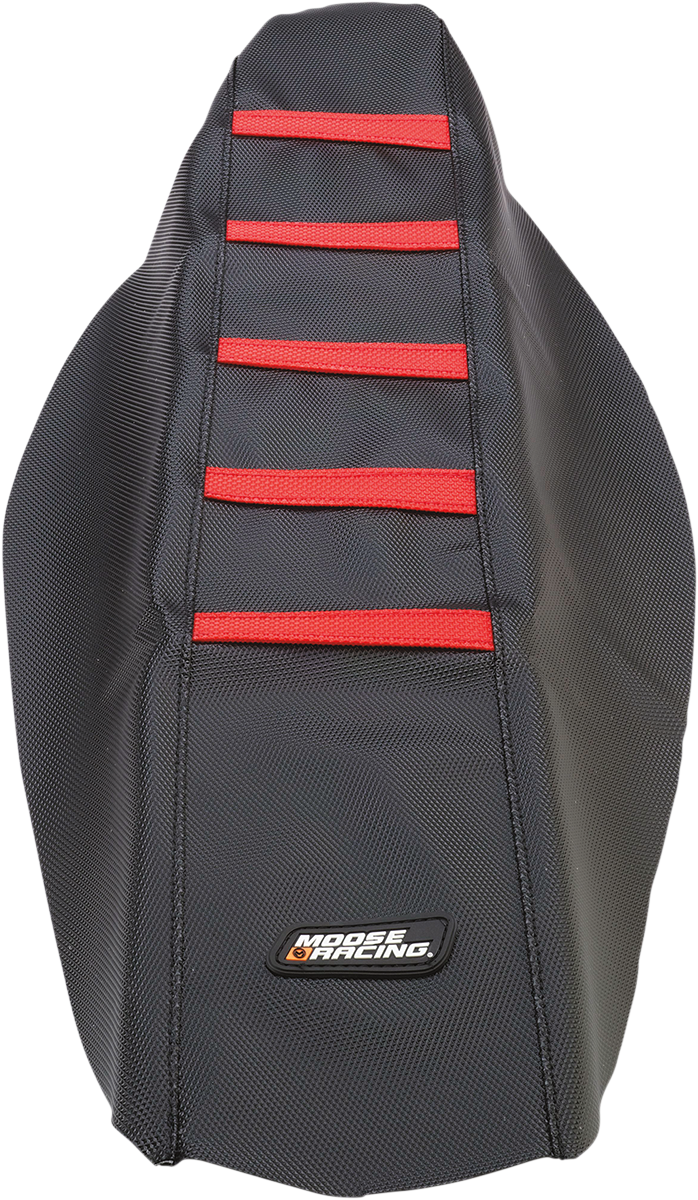 MOOSE OFFROAD Ribbed Seat Cover - Black Cover/Red Ribs - Honda CRF250/450 '09-'17 CRF45013-331RT
