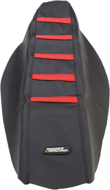 MOOSE OFFROAD Ribbed Seat Cover - Black Cover/Red Ribs - Honda CRF250/450 '09-'17 CRF45013-331RT