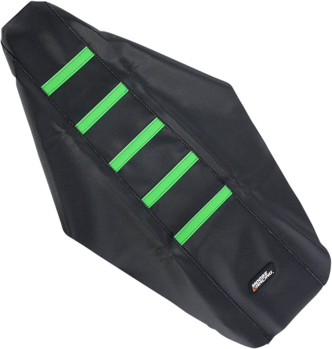 MOOSE OFFROAD Ribbed Seat Cover - Black Cover/Green Ribs - Kawasaki KX125/250 '03-'07 KX12503-334RT