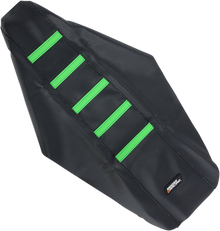 MOOSE OFFROAD Ribbed Seat Cover - Black Cover/Green Ribs - Kawasaki KX125/250 '03-'07 KX12503-334RT
