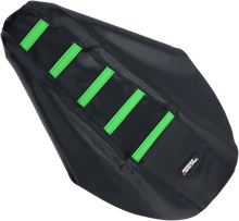 MOOSE OFFROAD Ribbed Seat Cover - Black Cover/Green Ribs - Kawasaki KX '91-'13 KX8091-334RT