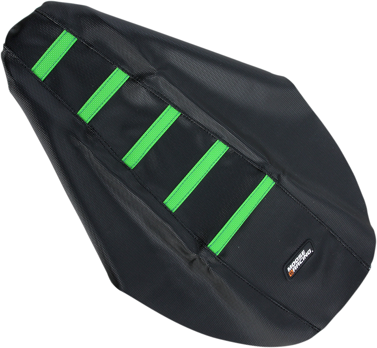 MOOSE OFFROAD Ribbed Seat Cover - Black Cover/Green Ribs - Kawasaki KX '91-'13 KX8091-334RT