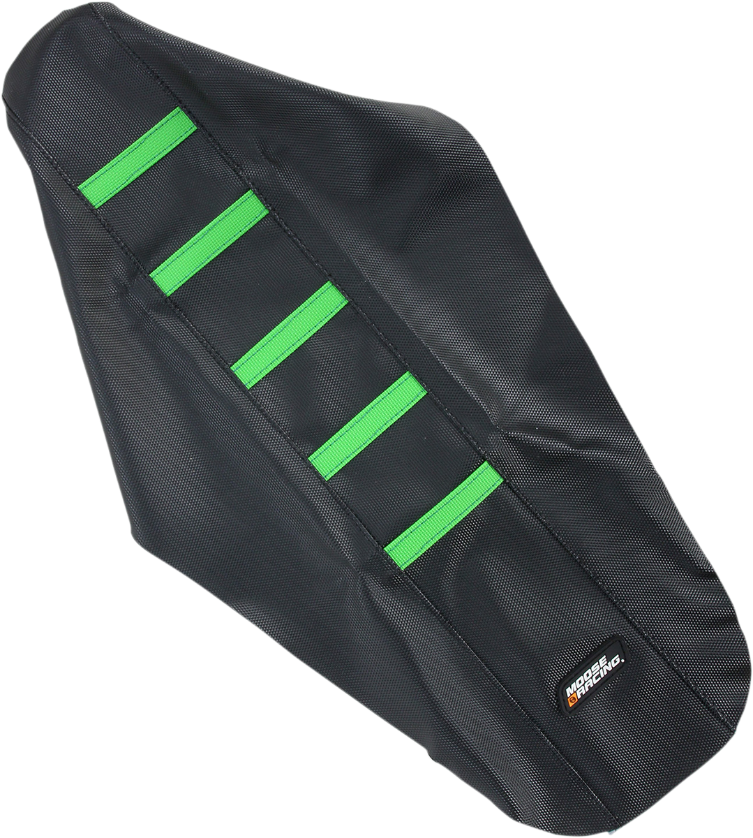 MOOSE OFFROAD Ribbed Seat Cover - Black Cover/Green Ribs - Kawasaki KX250/450 '06-'08 KXF25006-334RT
