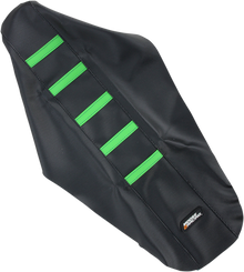 MOOSE OFFROAD Ribbed Seat Cover - Black Cover/Green Ribs - Kawasaki KX250/450 '06-'08 KXF25006-334RT