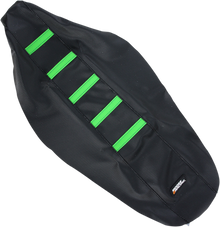 MOOSE OFFROAD Ribbed Seat Cover - Black Cover/Green Ribs - Kawasaki KX250/450 '12-'16 KXF45012-334RT