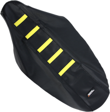 MOOSE OFFROAD Ribbed Seat Cover - Black Cover/Yellow Ribs - Suzuki RMZ250 '10-'18 RMZ25010-331RT