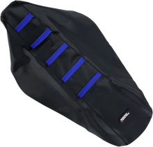 MOOSE OFFROAD Ribbed Seat Cover - Black Cover/Blue Ribs - Yamaha YZ125/250 '02-'21 YZ12502-332RT