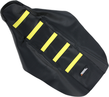 MOOSE OFFROAD Ribbed Seat Cover - Black Cover/Yellow Ribs - Suzuki RM85 '02-'23 RM8502-331RT