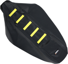 MOOSE OFFROAD Ribbed Seat Cover - Black Cover/Yellow Ribs - Suzuki RMZ450 '08-'17 RMZ45008-331RT