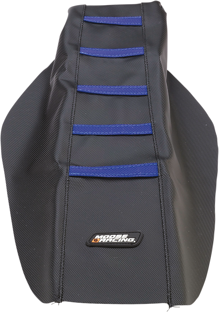 MOOSE OFFROAD Ribbed Seat Cover - Black Cover/Blue Ribs - Yamaha YZ250/450 '14-'18 YZF25014-332RT