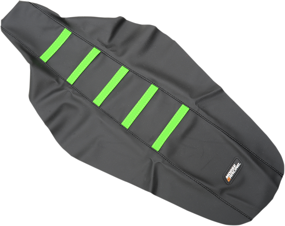 MOOSE OFFROAD Ribbed Seat Cover - Black Cover/Green Ribs - Kawasaki KX450F '16-'18 KXF45016-334RT