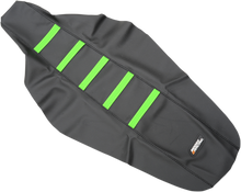 MOOSE OFFROAD Ribbed Seat Cover - Black Cover/Green Ribs - Kawasaki KX450F '16-'18 KXF45016-334RT
