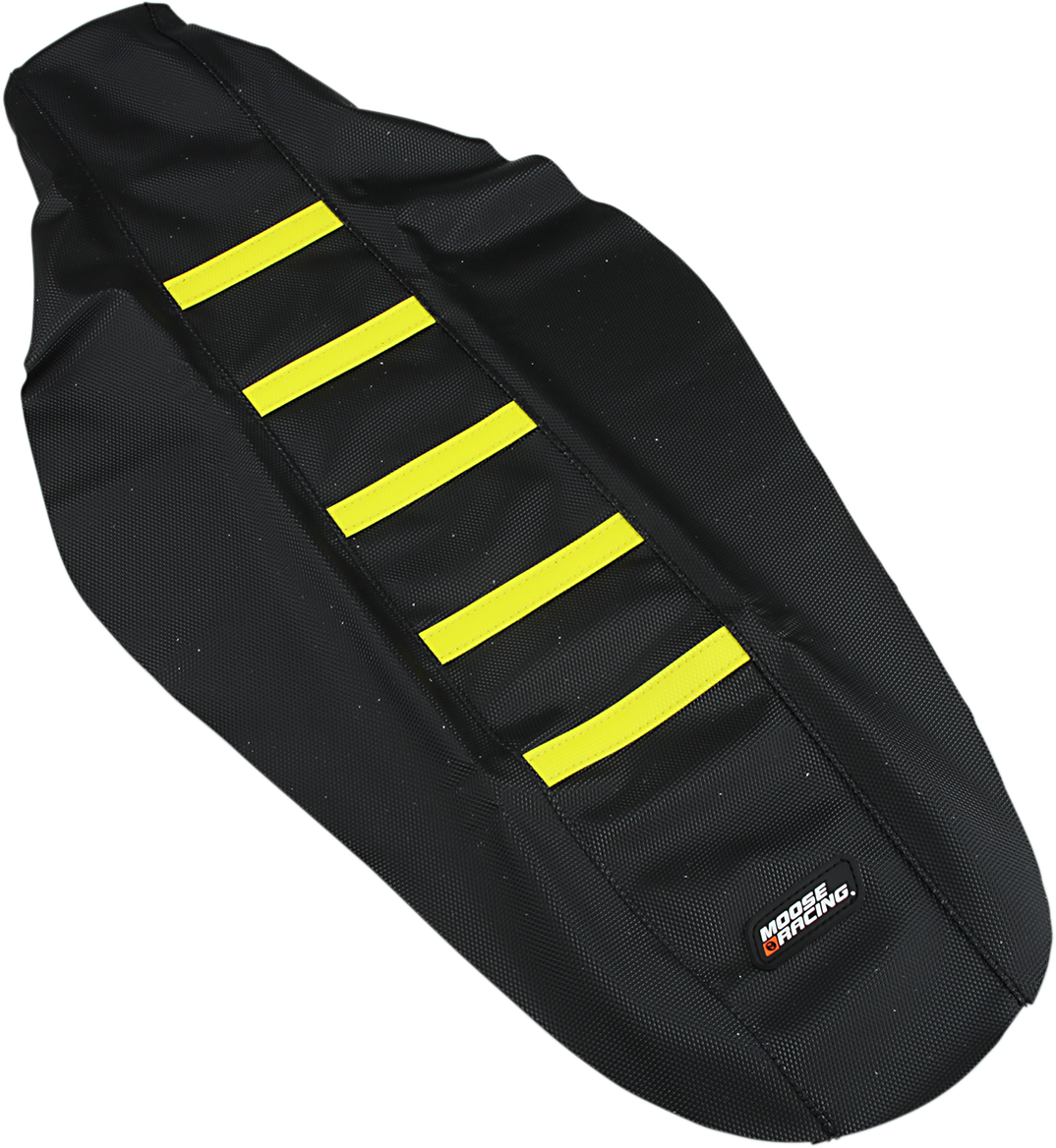 MOOSE OFFROAD Ribbed Seat Cover - Black Cover/Yellow Ribs - Suzuki RMZ250/450 '18-'24 RMZ45018-335