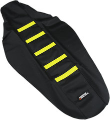 MOOSE OFFROAD Ribbed Seat Cover - Black Cover/Yellow Ribs - Suzuki RMZ250/450 '18-'24 RMZ45018-335