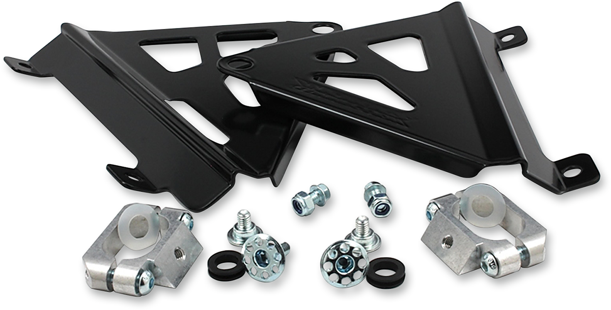 WORKS CONNECTION Radiator Brace Set - Black - Kawasaki 18-B198