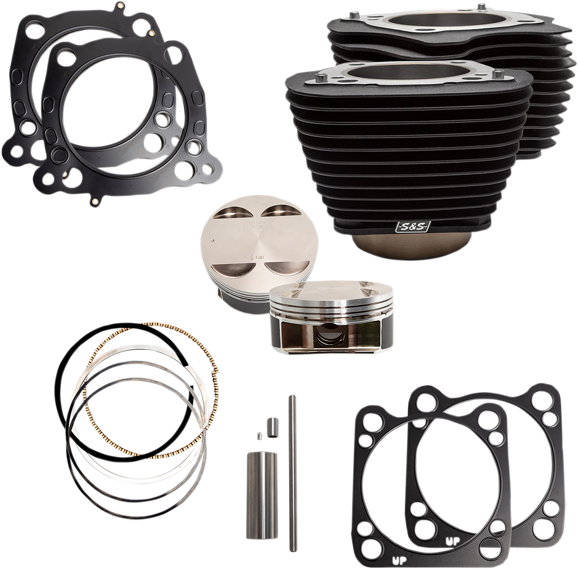 S&S CYCLE 128" Big Bore Cylinder Kit - Wrinkle Black without Highlighted Fins - For 114"/117" Engine - M8 910-0685