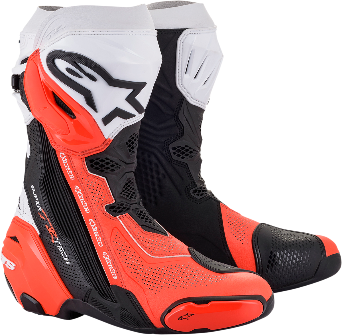ALPINESTARS Supertech R Vented Boots - Black/Fluorescent Red/White - US 12.5 / EU 48 2220121-124-48