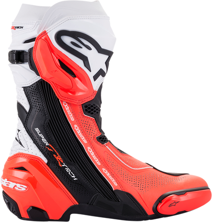 ALPINESTARS Supertech R Vented Boots - Black/Fluorescent Red/White - US 9 / EU 43 2220121-124-43