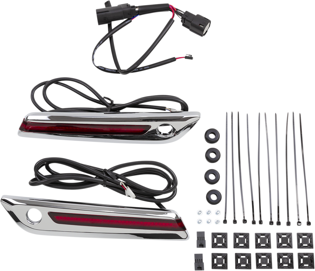 CIRO Hinge Covers - Red Lens - Chrome 40170