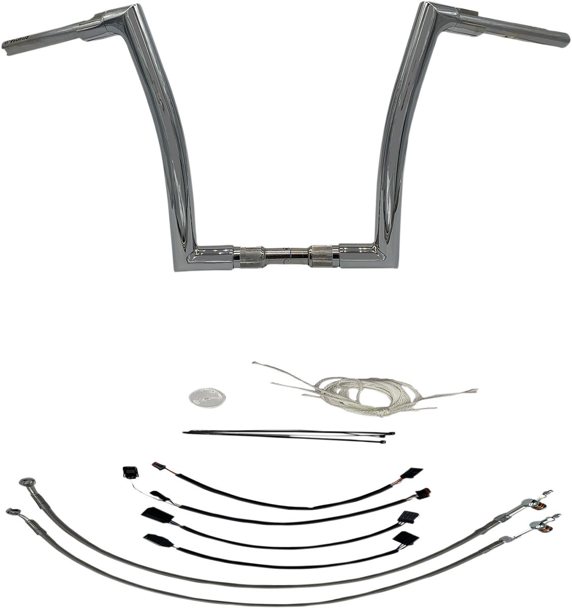 FAT BAGGERS INC. 1-1/2" EZ Install Flat Top Handlebar Kit - 14" - Chrome 609614