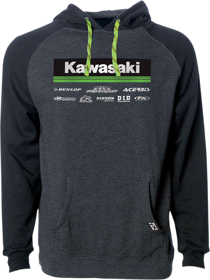 FACTORY EFFEX Kawasaki 21 Racewear Hoodie - Charcoal/Black - Medium 24-88122