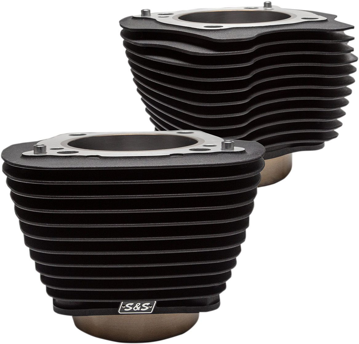 S&S CYCLE Big Bore Cylinder Set - 4.250" - Wrinkle Black w/o Highlighted Fins - M8 910-0683