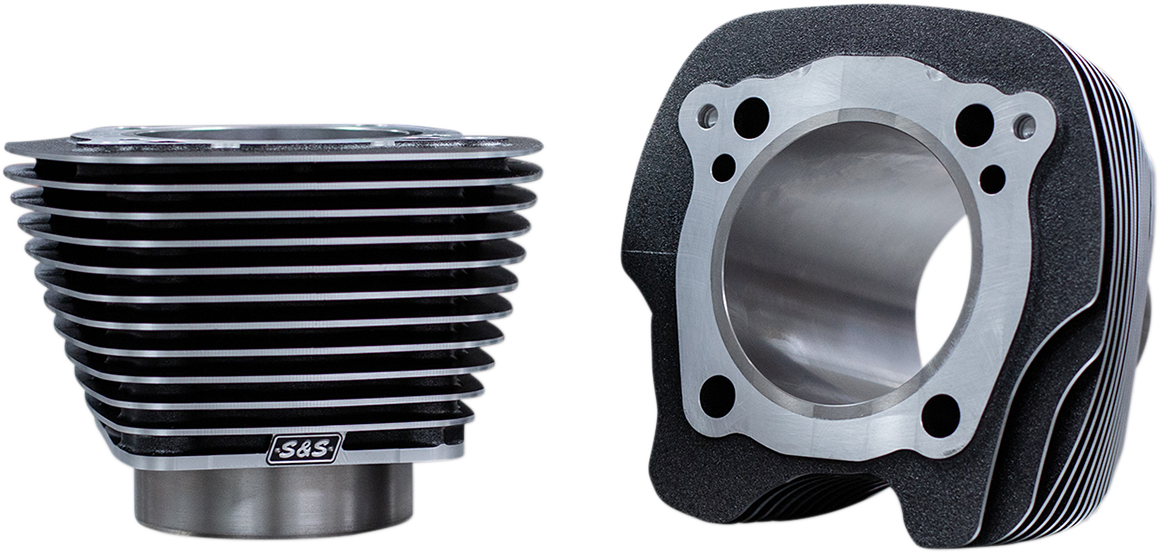 S&S CYCLE Big Bore Cylinder Set - 4.250" - Black Granite with Highlighted Fins - M8 910-0739