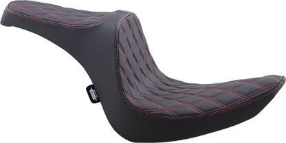 DRAG SPECIALTIES SEATS Predator III 2-Up Seat - Vinyl - Double Diamond - Red Stitching - Softail '06-'17 08021440