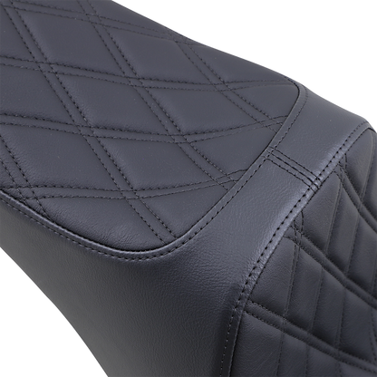DRAG SPECIALTIES SEATS Predator III 2-Up Seat - Vinyl - Double Diamond - Black Stitching - Softail '06-'17 08021438