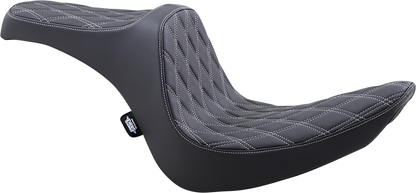 DRAG SPECIALTIES SEATS Predator III 2-Up Seat - Vinyl - Double Diamond - Silver Stitching - Softail '06-'17 08021439