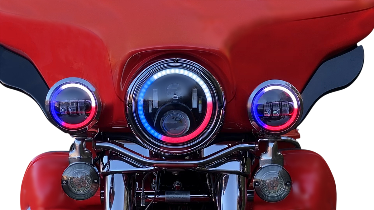 CUSTOM DYNAMICS ProGLOW™ 7" Headlamp - with Mounting Ring - Black PG-7-13-B