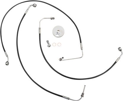 LA CHOPPERS Brake Line - 18" - 20" Ape Hanger Handlebars - Black LA-8154B19B