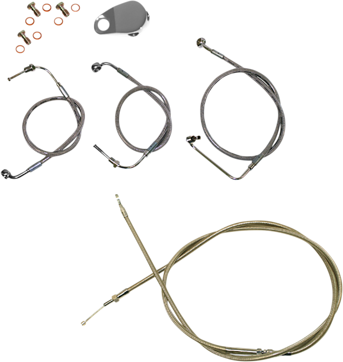 LA CHOPPERS Standard Stainless Braided Handlebar Cable/Brake Line Kit - 15"-17" Ape Hangers - '18-'22 FX LA-8154KT-16