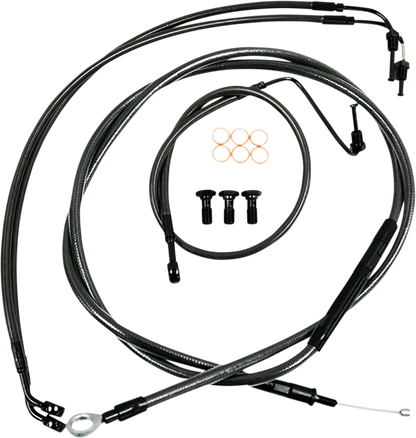 LA CHOPPERS Standard Midnight Braided Handlebar Cable/Brake Line Kit - 15"-17" Ape Hangers - '18-'22 FX LA-8154KT-16M
