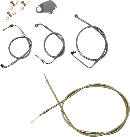 LA CHOPPERS Standard Stainless Braided Handlebar Cable/Brake Line Kit - 18"-20" Ape Hangers - '18-'22 FX LA-8154KT-19