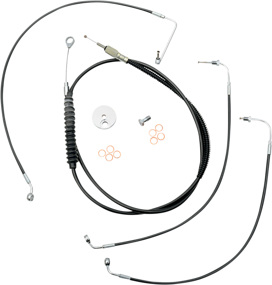 LA CHOPPERS Standard Black Vinyl Handlebar Cable/Brake Line Kit - 18"-20" Ape Hangers - '18-'22 FX LA-8154KT-19B