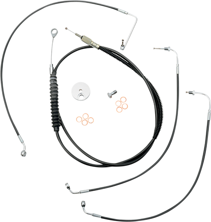 LA CHOPPERS Standard Black Vinyl Handlebar Cable/Brake Line Kit - 18"-20" Ape Hangers - '18-'22 FX LA-8154KT-19B