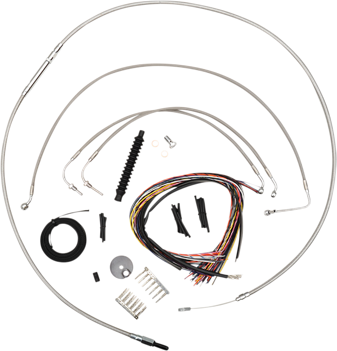 LA CHOPPERS Complete Stainless Braided Handlebar Cable/Brake Line Kit - 15"-17" Handlebars - '18-'22 FX LA-8154KT2-16