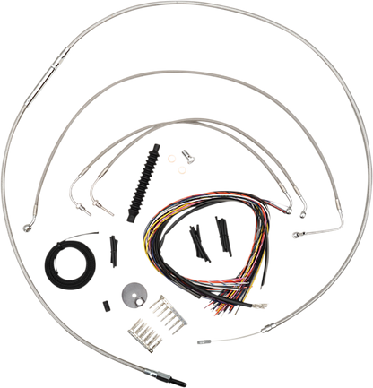LA CHOPPERS Complete Stainless Braided Handlebar Cable/Brake Line Kit - 15"-17" Handlebars - '18-'22 FX LA-8154KT2-16