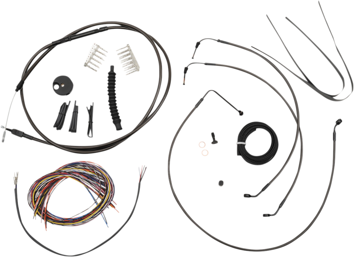 LA CHOPPERS Complete Midnight Braided Cable Kit - 15"-17" Handlebars - '18-'22 FX LA-8154KT2-16M