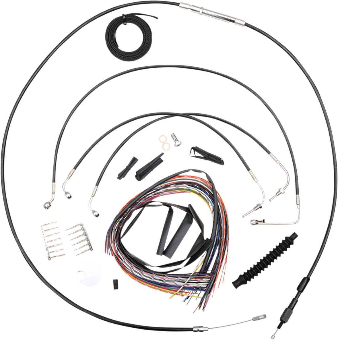 LA CHOPPERS Complete Black Vinyl Braided Handlebar Cable/Brake Line Kit - 18"-20" Handlebars - '18-'22 Softail LA-8154KT2-19B