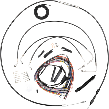 LA CHOPPERS Complete Black Vinyl Braided Handlebar Cable/Brake Line Kit - 18"-20" Handlebars - '18-'22 Softail LA-8154KT2-19B