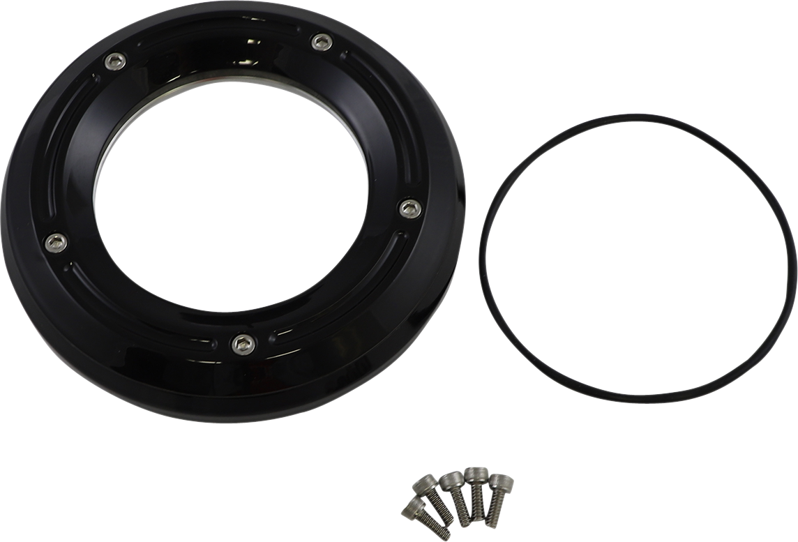TRASK Assault Derby Cover with Window - Gloss Black - Softail TM-0042BK