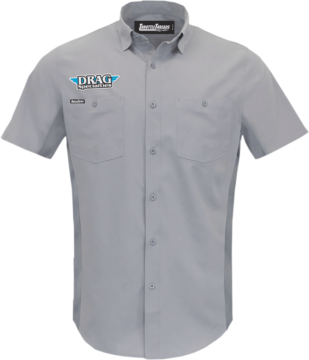 THROTTLE THREADS Drag Specialties Vented Shop Shirt - Gray - 3XL DRG31ST26GY3X