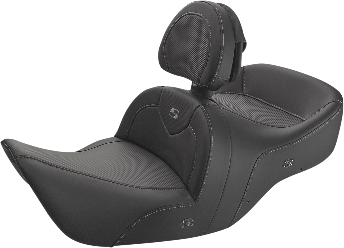 SADDLEMEN Heated Roadsofa™ Seat - Carbon Fiber - With Backrest - Black - GL H01-07-185BRHCT