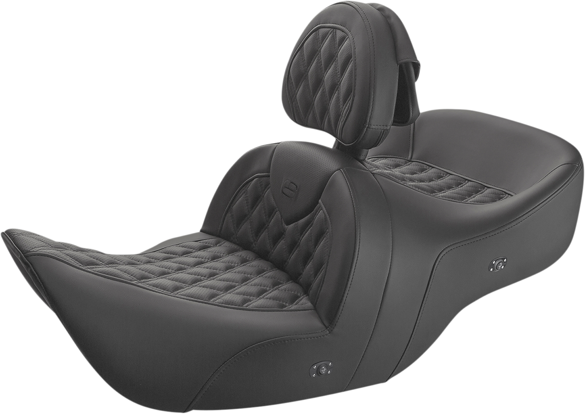 SADDLEMEN Heated Roadsofa™ Seat - Lattice Stitch - w/ Backrest - GL H01-07-182BRHCT