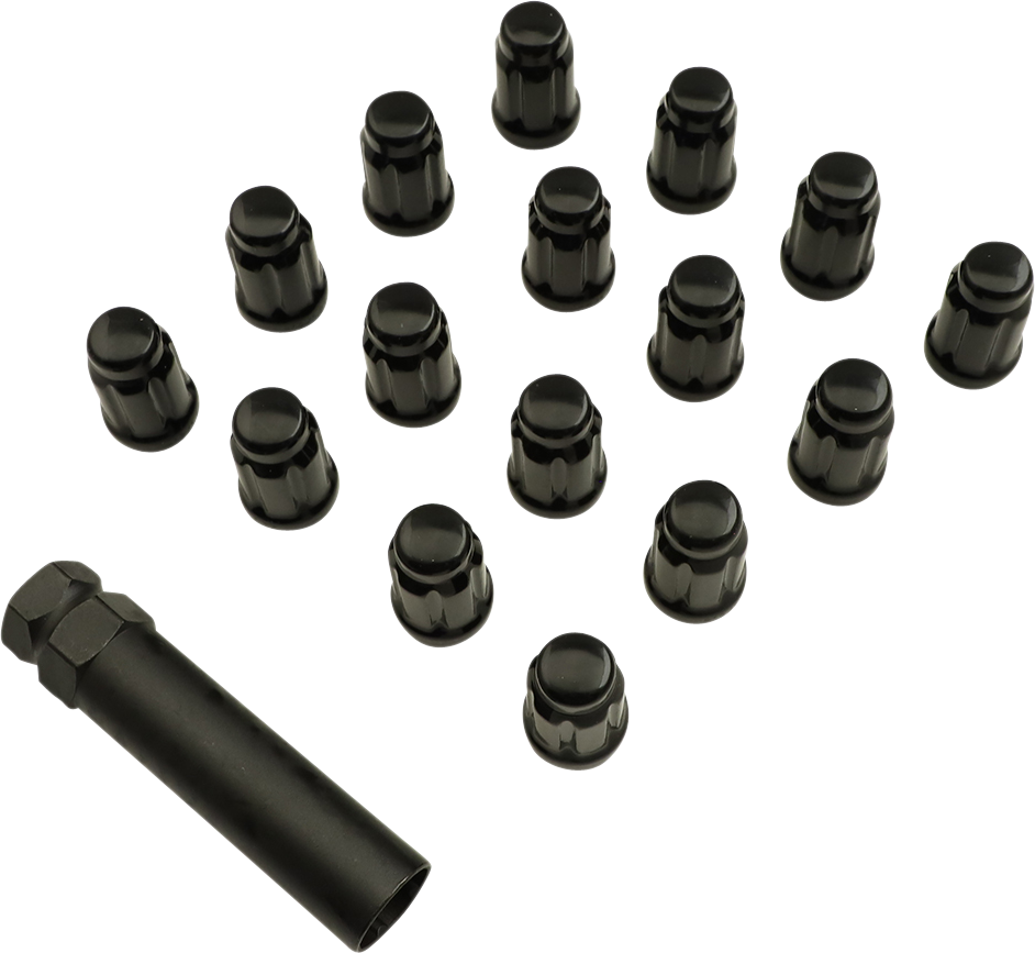 MOOSE OFFROAD Lug Nuts - Splined - M12 x 1.25 - Black - 16 Pack SPMO03806BL4