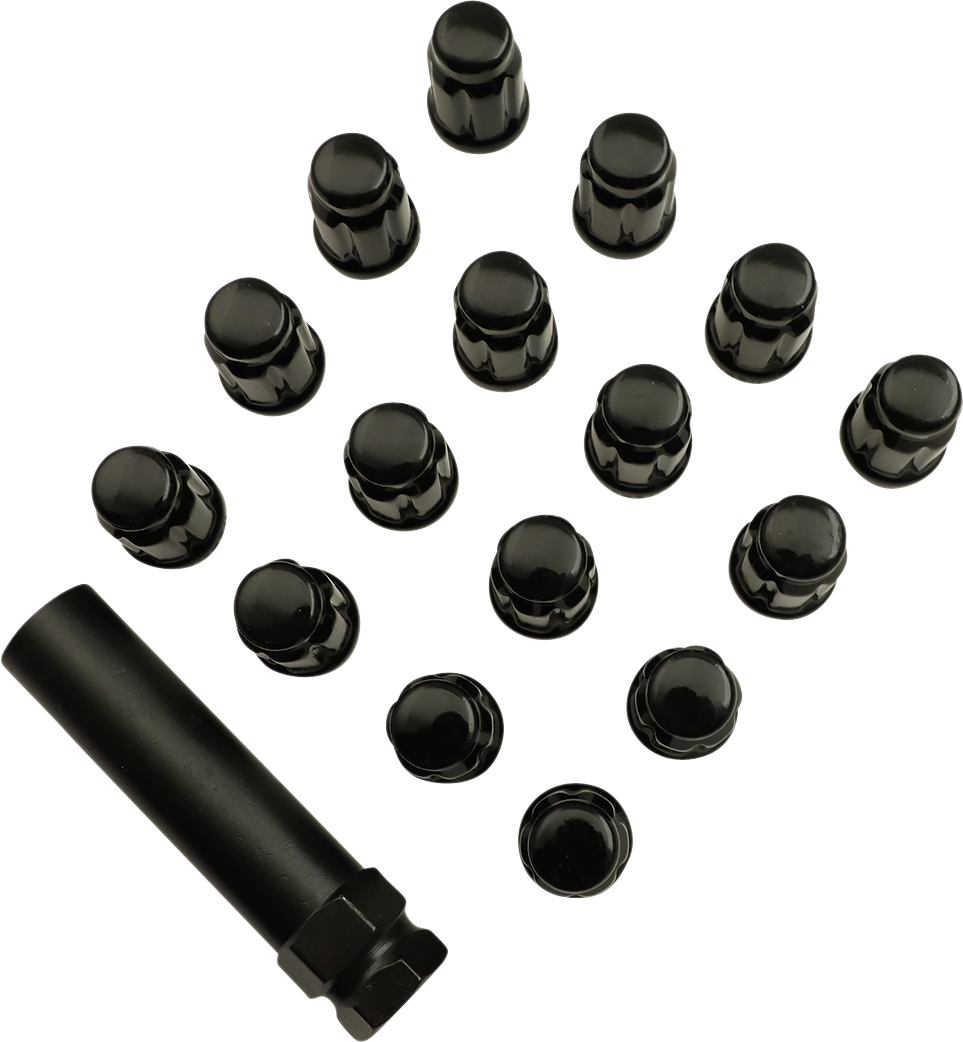 MOOSE OFFROAD Lug Nuts - Splined - 3/8-24 - Black - 16 Pack SPMO3803BL4