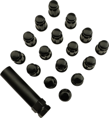 MOOSE OFFROAD Lug Nuts - Splined - 3/8-24 - Black - 16 Pack SPMO3803BL4