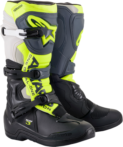 ALPINESTARS Tech 3 Boots - Black/Gray/Yellow Fluorescent - US 12 / EU 47 2013018-1055-12